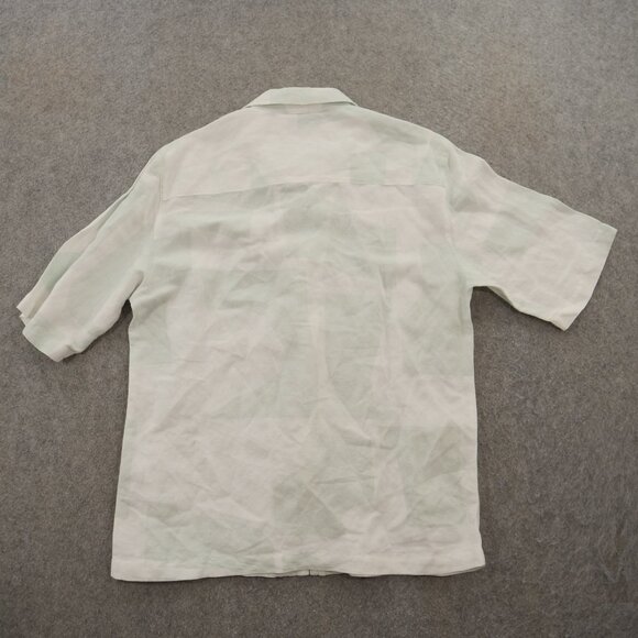 Topman Shirt Mens Medium Green Button Up Linen Long Sleeve Geometric Print - Picture 2 of 16